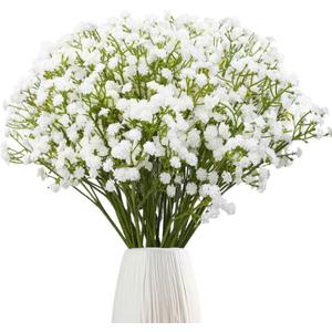 24Pcs Babys Breath Artificial Flowers Bulk, 11inch Fake Baby Breath Flowers White Faux Gypsophila Real Touch Flowers for Outdoors Wedding DIY Bouquet Arrangement Party Home Table Decor