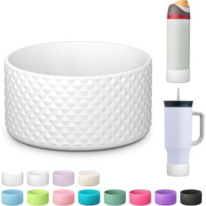 3 x Silicone Boot for Owala Water Bottle 24 oz 32 oz 40 oz, Anti-Slip Protective Sleeve for FreeSip/Twist/Flip Stainless Steel Water Bottles Accessories (White)