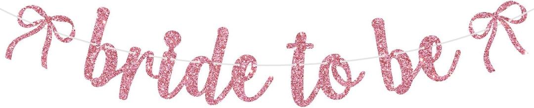 2 x Bride to Be Banner, Bowknot Bachelorette Sign, Bow Coquette Theme Bridal Shower Engagement Wedding Party Decorations