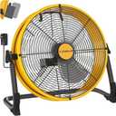 16" Battery Operated Floor Fan Compatible with Dewalt 20V Max Battery, High Velocity AC DC Portable Fan with USB Output, Metal Blade Cordless Jobsite Fan for Garage, Camping, Workshop, Emergency Use