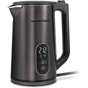 Hamilton Beach Digital Temperature Control Electric Tea Kettle, Hot Water Boiler & Heater 1.7L, 5 Preset Modes + Keep Warm, Fast Boil 1500 Watts, BPA Free, Double Wall Construction, Black (40851)