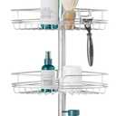 Zenna Home Tension Pole Shower Caddy Corner Organizer, Adjustable Standing Shower Caddy with 4 Baskets and Built in Towel Bar, Rust Resistant Bathroom Tension Rod Organizer, 60 to 97 Inch, Chrome