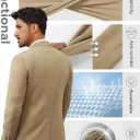 PJ PAUL JONES Men's Casual Blazer One Button Lightweight Sport Coats Solid Notched Lapel Suit Jackets (Beige, L)