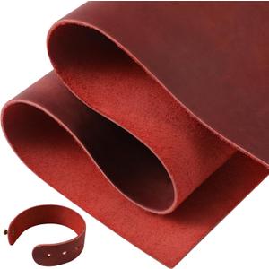 RingSun 12''X12'' Red Leather Sheets for Crafts (3mm), Full Grain Leather Tooling Leather
