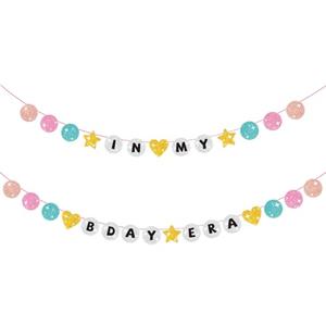 3 x in My Birthday Era Banner Friendship Bracelet Garland for Singer Party Decorations Birthday Photo Booth Backdrop, Happy Bday Sign Party Supplies