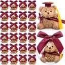 75 Pcs 2026 Mini Graduation Bear Bulk Set with 25 Graduation Gift Mini Stuffed Bears 25 Clear Plastic Fillable Ornament Balls and 25 Bow 2026 Party Favors(Claret)