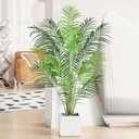Artificial Palm Tree 5.5ft Tall Fake Palm Tree Indoor Decor with 15 Trunks and Real Bark Design Faux Tropical Areca Palm Silk Floor Plant in Pot for Home Office Living Room Bedroom Decor 1pcs (5ft 6in)