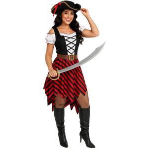 Morph Adult Pirate Costume for Women - Dress, Outfit, Female Wench, Halloween Costume (Medium)