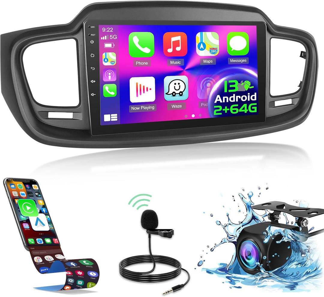 2+64G for KIA Sorento 2015 2016 2017 2018 2019 2020 Android Car Stereo with Wireless Carplay and Android Auto - 10 Inch HD Touchscreen Radio with EQ GPS WiFi FM/RDS + AHD Rear View Camera, MIC