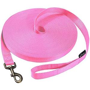 HIKISS Long Dog Leash Obedience Recall Training Agility Lead with Thickening Material for Large Dog - 15ft 20ft 30ft 50ft 100ft Training Leash(Pink)