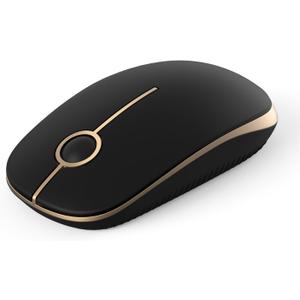 Unipows Wireless Mouse - 2.4G Slim Portable Computer Mouse with Nano Receiver, Less Noise Mobile Optical Mice for Notebook, PC, Laptop, Computer, Mac (Black and Gold)