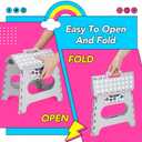 Delxo Folding Step Stool, 11 inch Non-Slip Foldable Stools for Kids & Adults Up to 300 LBS, Step Stool with Handle, Lightweight for Kitchen, Bathroom, Bedroom, Garden, Grey, 1PC (Gray)