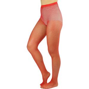 ToBeInStyle Women's Spandex Seamless Glittery Fishnet Pantyhose Tights Hosiery (Red)