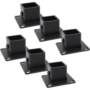 Antrader Post Base, 6 Pcs Square Stainless Steel Flange Anchor Base, Heavy Duty Deck Post Brackets with Screws for Fence Deck Railing (3/4" x 3/4") (Black)