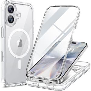 Miracase for iPhone 17 Case 6.3'', Full-Body Military Grade Drop Protection Outdoor Phone case with Built-in Glass Screen &Camera Control,Easy Installation,Compatible with MagSafe,Clear