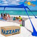 Beach Tent UPF50+ Sun Shade Canopy with Sandbags, 4 Stability Poles, Ground Pegs, Flying Disc Sand Shovel, Lightweight Sunshade Shelter, 7ft Tall for Outdoor Trips, Camping and Sports (Bright Blue)