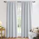PONY DANCE Bedroom Drapes Set - 42 x 84 inches Greyish White Curtain Panels All Season Fit Solid Rod Pocket Top Draperies Thermal Insulated Room Darkening Window Treatments, 1 Pair