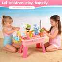 Upgraded Toddler Sand Water Table Toy with Electric Water Pump, Kids Sand Water with Faucet/Play Food Accessories/Fishing Toy, Kitchen Play Sink Toys for Girl Boy Age 3+ (Pink)