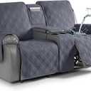 TAOCOCO Loveseat Recliner Cover with Console, Non-Slip Split Reclining Pet Cover for Dual Loveseat Recliner, Furniture Protector with Elastic Straps (2 Seater, Dark Grey)