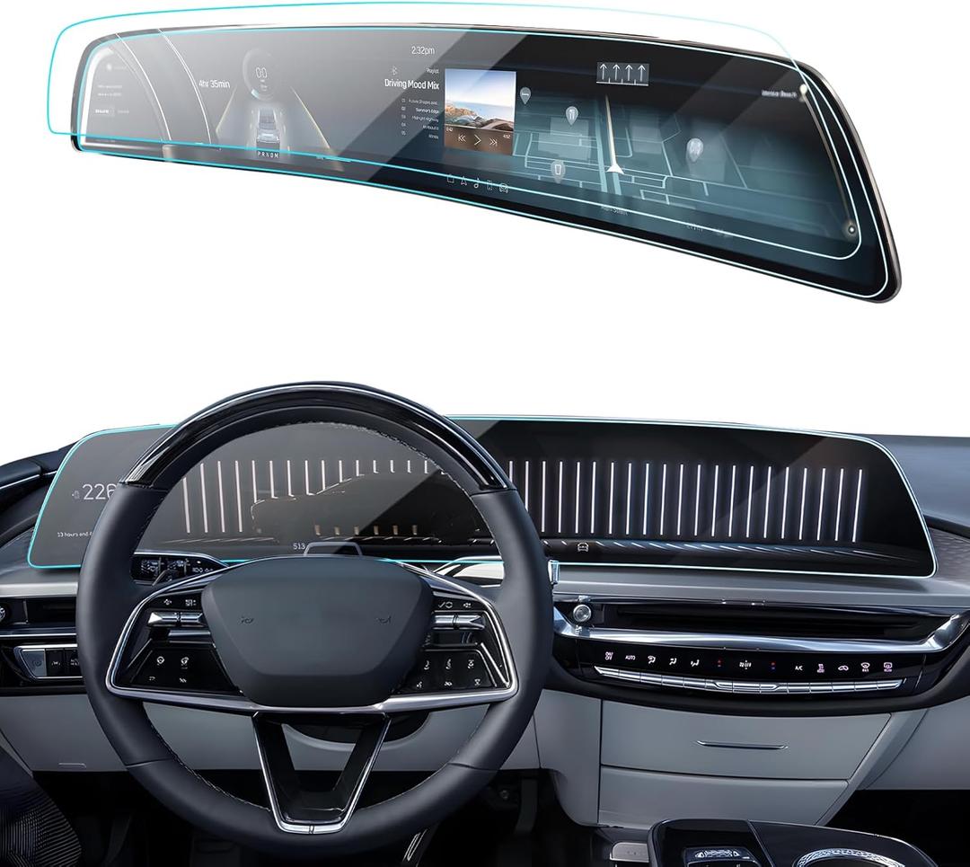 2PCS Car Screen Protector for 2023 2024 2025 Cadillac Lyriq (Luxury/Tech/Sport)& 2025+ Cadillac Lyriq Optiq Vistiq XT4 CT5 Accessories Navigation Nano Screen Protector Film HD Clear 33''