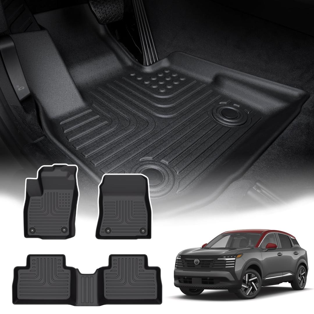 FLOOR MATS FOR 2025 2026 NISSAN KICKS,TPE ALL WEATHER PROTECTION SLUSH 1ST & 2ND ROW FLOOR LINERS BLACK