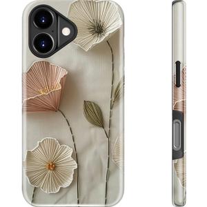Goodon for iPhone 17 Case - Compatible with Magsafe - Dual-Layer Hard Shell & Silicone Cover - Protective Phone Case with Cute Wildflower Designs for Women - Ethereal Wire Florals