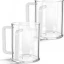2 Pcs Judaica Hand Washing Cup with Dual Handles 5" Acrylic Clear Negel Vasser Hand Washing Cup for Jewish Ritual Netilat Yadayim Holiday Gifts (White Handle)