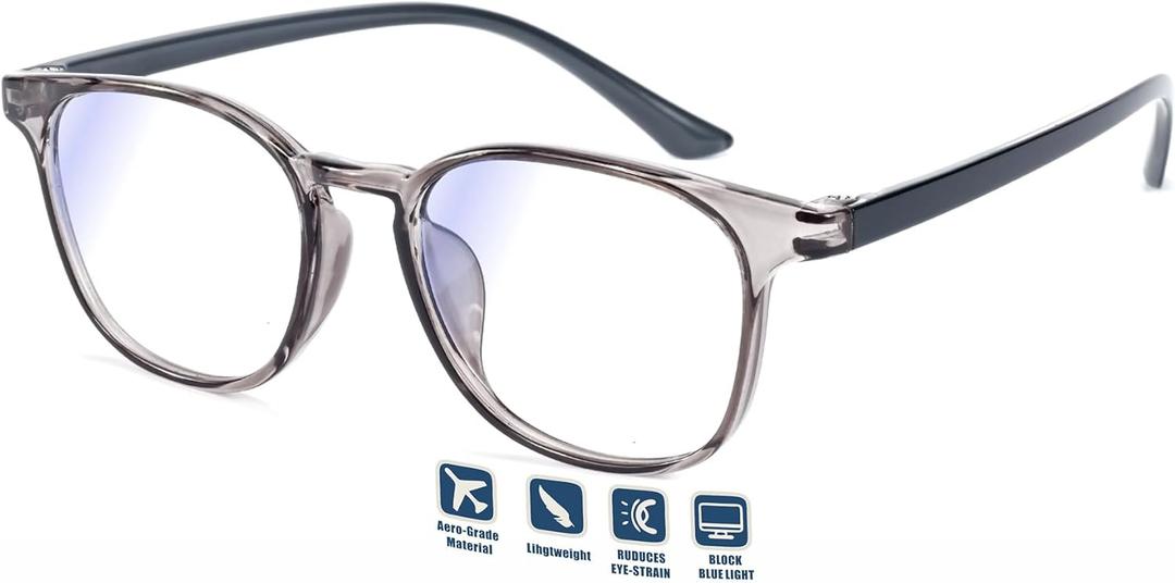 Nearsighted Glasses For Men,Women Distance Near Sighted Eyeglasses,Short-Sighted Farsighted Myopia Driving TR90 Frame (Clear Grey)