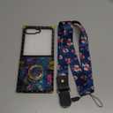 nancheng for Samsung Galaxy Z Flip 7 Phone Case Colorful Flower Petal Stars Sky Case with Diamond Ring Stand Strap Lanyard Shockproof Protection Cover