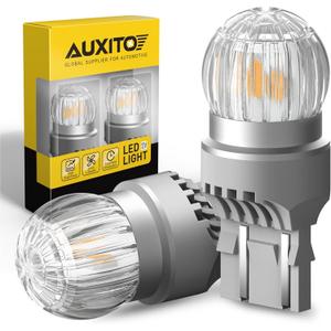 AUXITO Upgraded 7443 LED Bulbs Turn Signal Lights Amber Yellow 400% Brighter, 7440 7444 7441 W21W LED Amber Lights for Blinker Signal Lights, Parking Light, Side Marker Light, Pack of 2