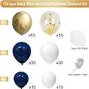 Navy Blue Gold Balloons Garland Kit, 120 pcs Navy and Gold Confetti White Balloons Arch for Graduation Birthday Party Baby Shower DIY Decoration