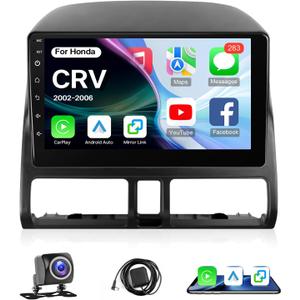 Leadfan 4+64G Upgrade Car Radio Stereo for Honda CRV 2002 2003 2004 2005 2006, 9 inch Touch Screen in-Dash Car Stereo GPS with Wireless CarPlay Android Auto, Backup Camera WiFi BT FM SWC