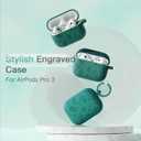 2 x for AirPods Pro 3 Case (2025) DamonLight Floral Engraved Shockproof Protective Soft Silicone Case Cover with Cleaning Pen and Floral Keychain for Apple Airpods Pro 3rd Generation (Forest Green)