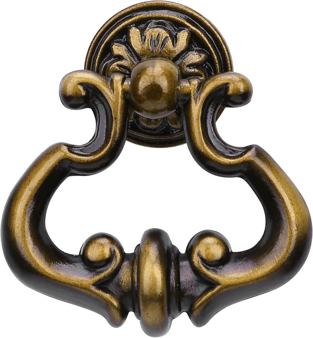 3 Pack 2 Inch Vintage Cabinet Pulls, Antique Brass, Zinc Alloy and Bronze, Ambidextrous, 2 Inches x 2 Inches