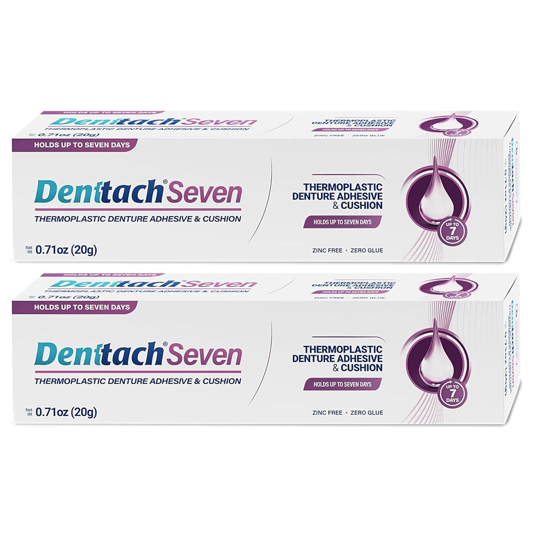Denture Adhesive, Thermoplastic Denture Adhesive, Up to 7 Days Comfortable, Secure Denture Grip, Cushion and Soft Reliner, Waterproof, Non Glue, Zinc Free, Denture Reliner (Pack of 2)