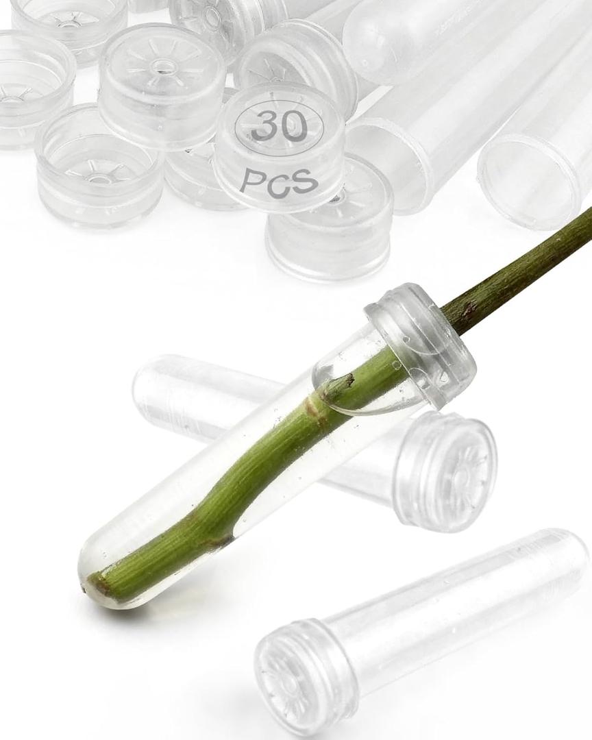 Geuoaoa 30 Pack Floral Water Tubes with Caps, 3.7 Single Flower Water Tube 23ml, Plastic Vials for Milkweed, Plant, Bouquet Accessories, Florist Supplies