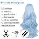 Ice Blue Wig for Cosplay + Hairpin Anime Long Curly Light Blue Wig Women Cosplay Costume Wigs Accessories for Halloween Party + Wig Cap