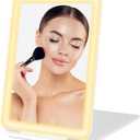 Travel Mirror with Lights Makeup Mirror Touch Screen 3 Colors Light 72 LEDs Rechargeable, 1000mHA 7.9x5.3-Inch Desk Compact Mirror White