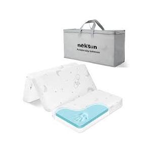 NEKSUN Pack and Play Mattress Pad, 38" x 26" Dual Sided Tri-fold Baby Mattress for Pack N Play, Portable Memory Foam Travel Foldable Crib Mattresses with Breathable Jacquard Cover