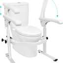 Toilet Safety Rails for Elderly (520 lbs), Toilet Rails for Elderly Free Standing Adjustable Height Width, Heavy Duty Toilet Safety Frame with Arms, Handicap Toilet Seat for Christmas