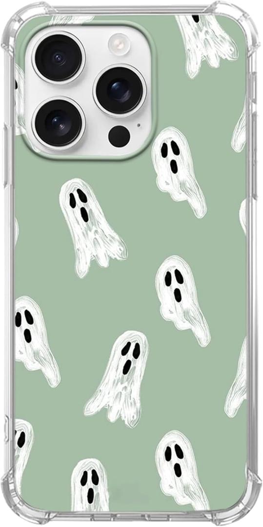Cute Halloween White Ghost Case Compatible with iPhone 14 Pro Max, Spooky Ghost Case for iPhone 14 Pro Max for Teens Men and Women, Cool TPU Bumper Phone Case Cover