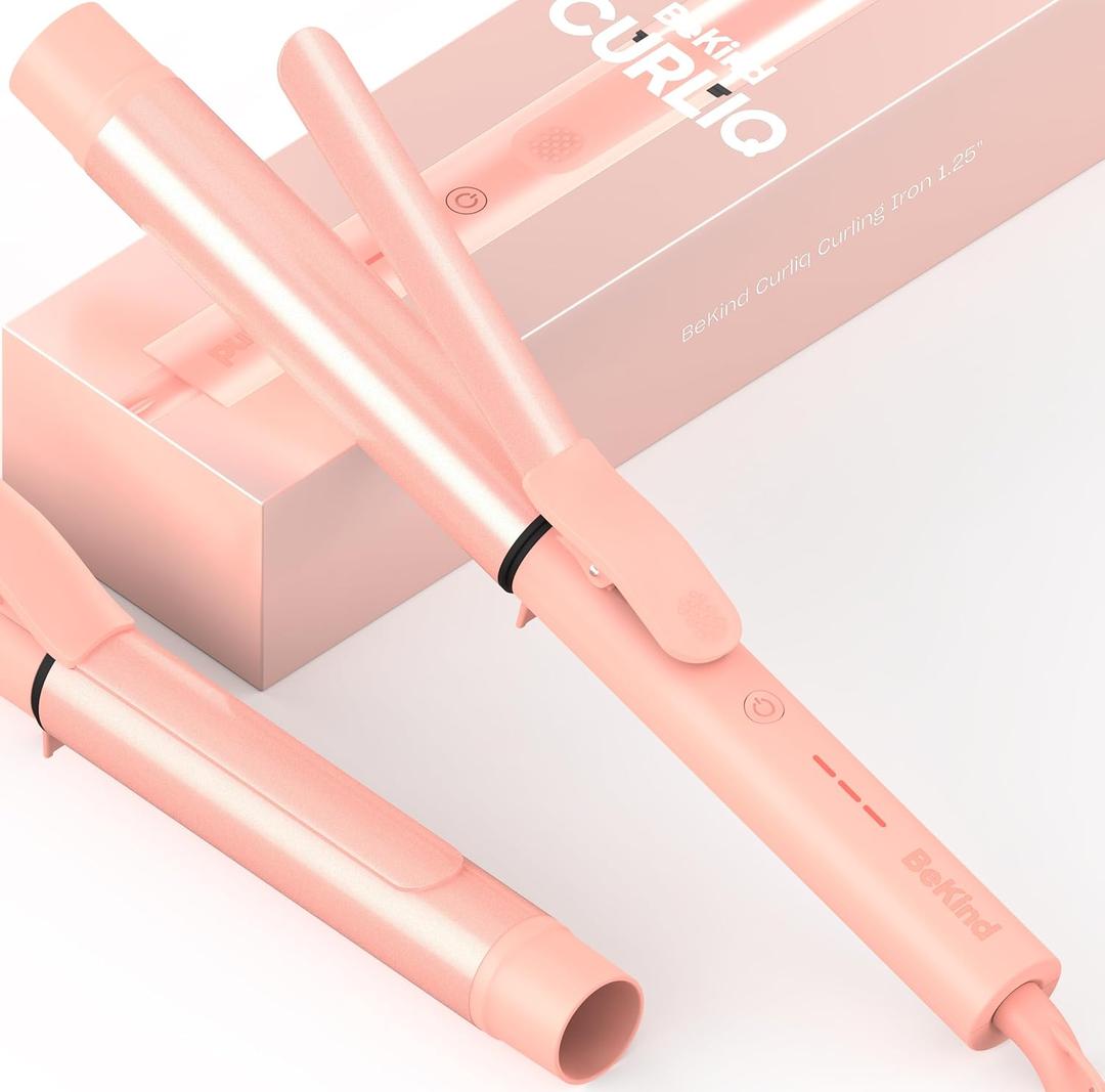 BeKind Curliq 1.25-Inch Extra-Long Barrel Curling Iron | PTC Ceramic Heating | Up to 430F | Dual Voltage | Designed for Long Hair