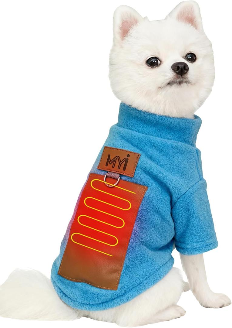 MYI Winter Heated Dog Electric Warm Coat Clothes for Small Medium Large Dogs Outside/Inside Cold Weather Jacket pet Vest Blue L(NOT Included Batteries) (Large(Back length 11.8 Inch))