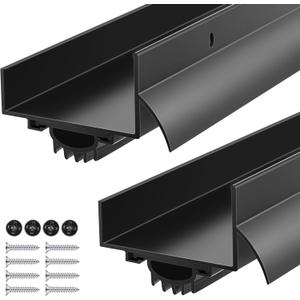 MorningRo 2 Pcs 1-3/4" x 36" U Shaped Aluminum Door Sweep for Bottom of Door with Drip Cap Screw-on Metal Weather Stripping Seal Draft Stopper Threshold for Exterior Front Doors (Black)