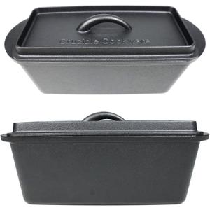 Cast Iron Bread Pan with Lid (Pre-Seasoned)  Oven Safe Form for Baking and Cooking - Loaf Pan (11" x 5.5")