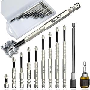 9PCS High Magnetic Screwdriver Drill Bit Set, K5 Impact-Resistant Non-Slip Bit, Anti Slip Screwdriver Bits, with Self-locking Drill Bit and Hex Shank Drill Extension Rods, for Impact Driver etc.