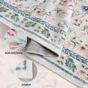 Washable Floral Area Rug 5'7' Beige Green Pink Boho Large Living Room Rug Non-Slip Soft Colorful Oriental Vintage Bedroom Carpet Dining Room Nursery Home Office Indoor Decor