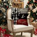 BBOLDIN Christmas Throw Pillow Covers 18x18, Christmas Pine Tree Snowflake Red Black and Grey Pillow Cases Set of 4, Winter Holiday Cushion Covers Decorations for Indoor Sofa Living Room Farmhouse