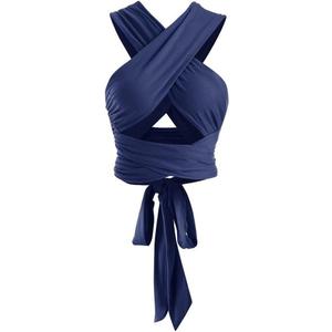 ZAFUL Womens Ribbed Halter Crop Top Ruched Lace-up Cropped Cami Bandana Top Criss Cross Wrap Print Tank Top (One Size, Blue-2)