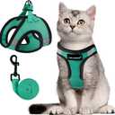 FAYOGOO Escape Proof Cat Harness and Leash Set for Walking, Secure-Fit Step-in Cat Vest Harness, Soft & Lightweight for Kittens and Large Cats (S(Chest 8-10"), Green)